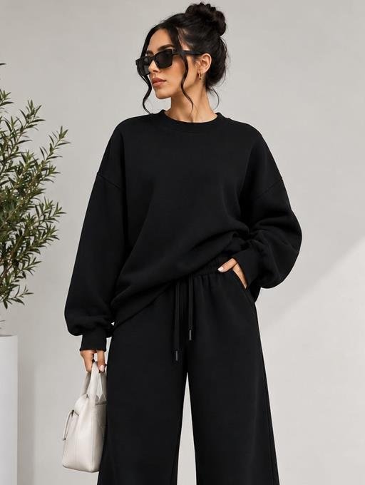 Ensemble Sweat & Pantalon Large Noir Détail