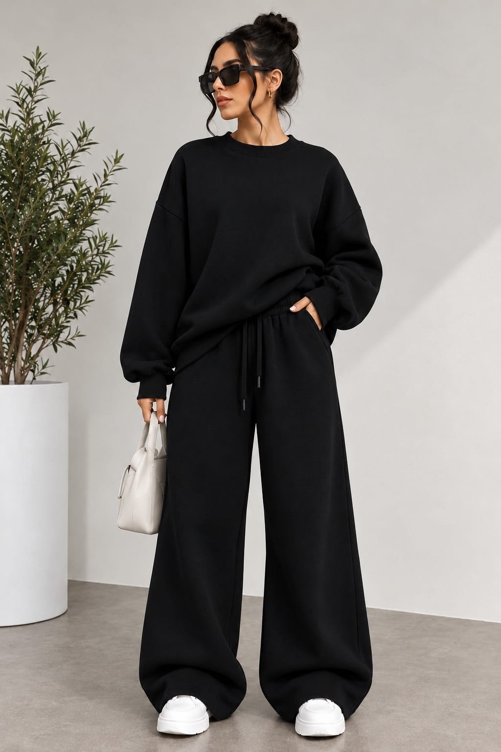 Ensemble Sweat & Pantalon Large Noir Intense